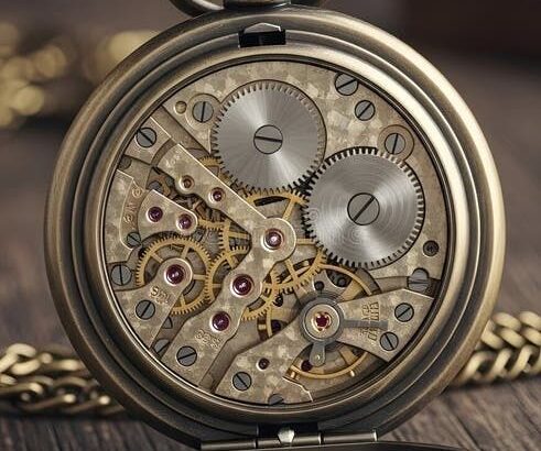Opengewerkt antiek zakhorloge met zichtbaar mechanisch uurwerk